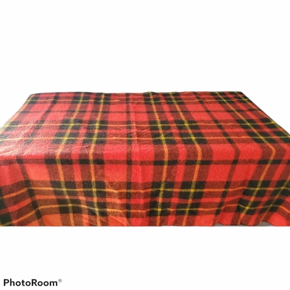 Vintage Tartan Plaid Acrylic Fringed Blanket - Picture 2 of 7